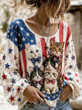 Women's Casual USA 250th Anniversary Pet-Print Top