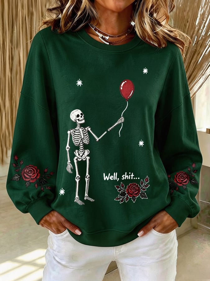 Women's Retro Halloween Well, Shit... Printed Sweatshirt