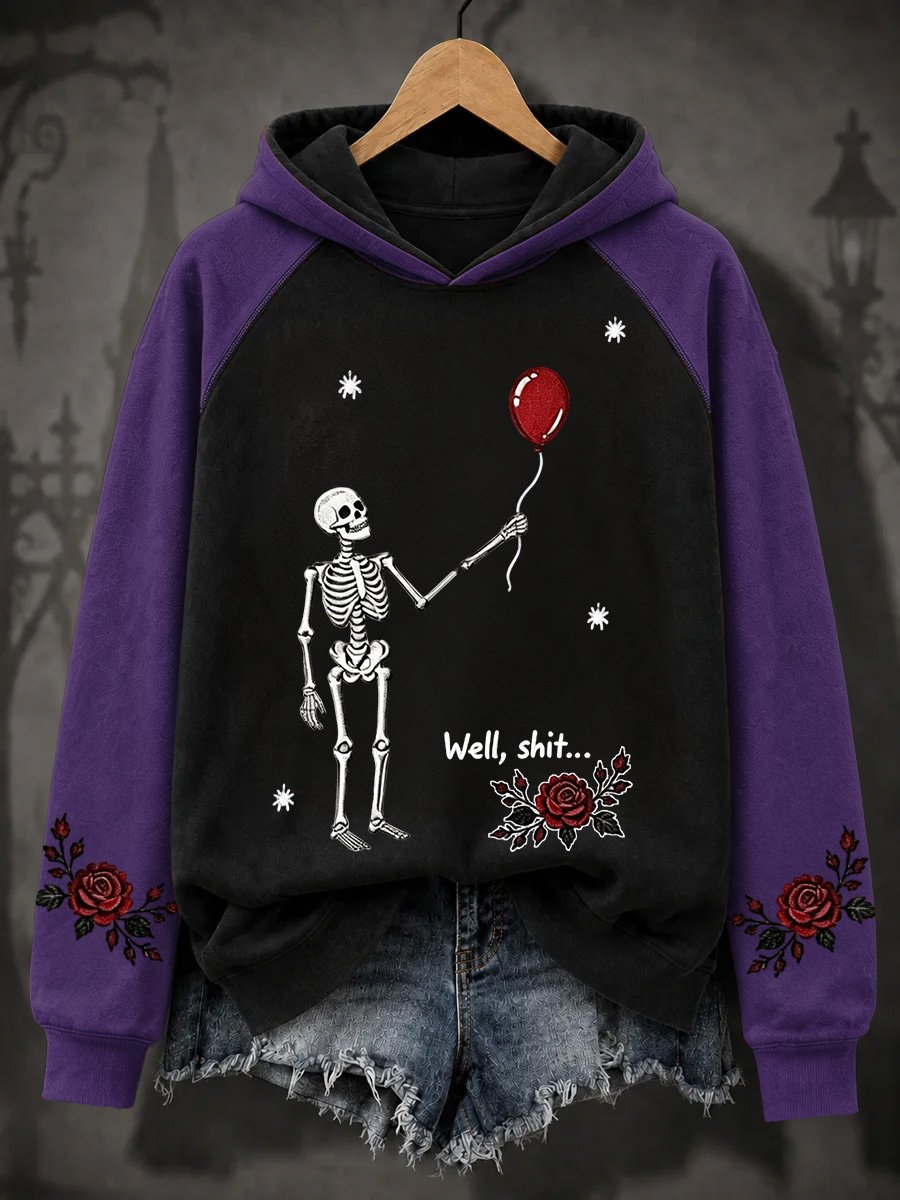 Women's Retro Halloween Well, shit... Printing Hoodie