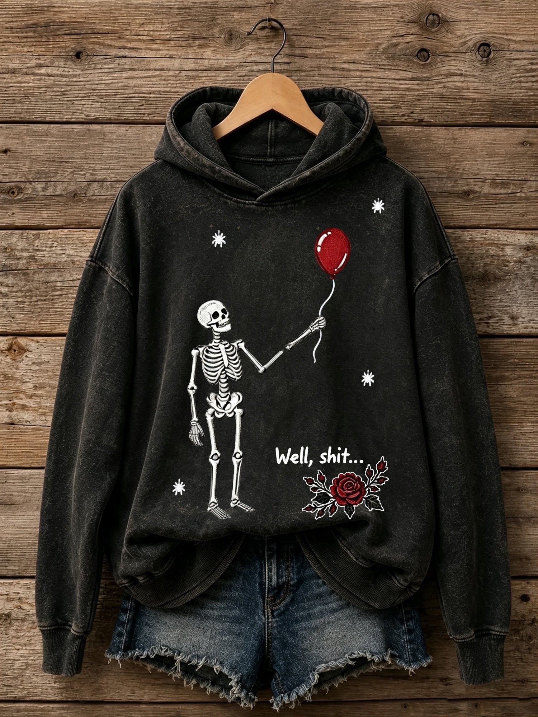 🔥🔥2nd 50% Off 🔥🔥Women's Retro Halloween Well, Shit... Printed Hoodie
