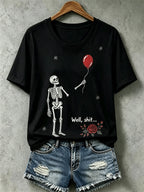 Women's Retro Halloween Well, shit... Print Raglan Short-Sleeved T-Shirt