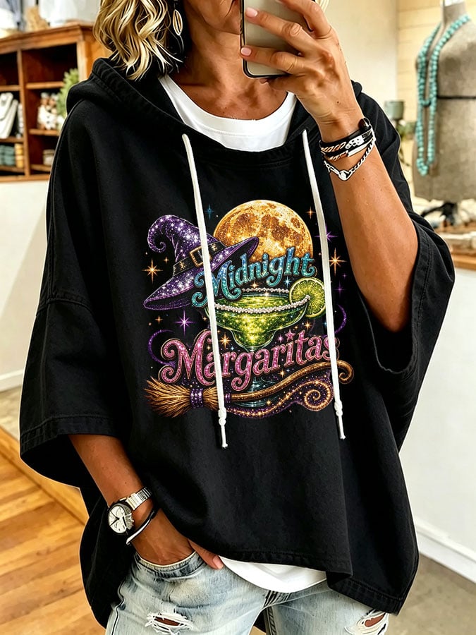 Women's Midnight Margaritas Print Hooded Sweatshirt