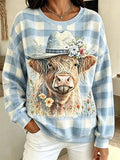 Women's Highland Cow Print Casual Sweatshirt