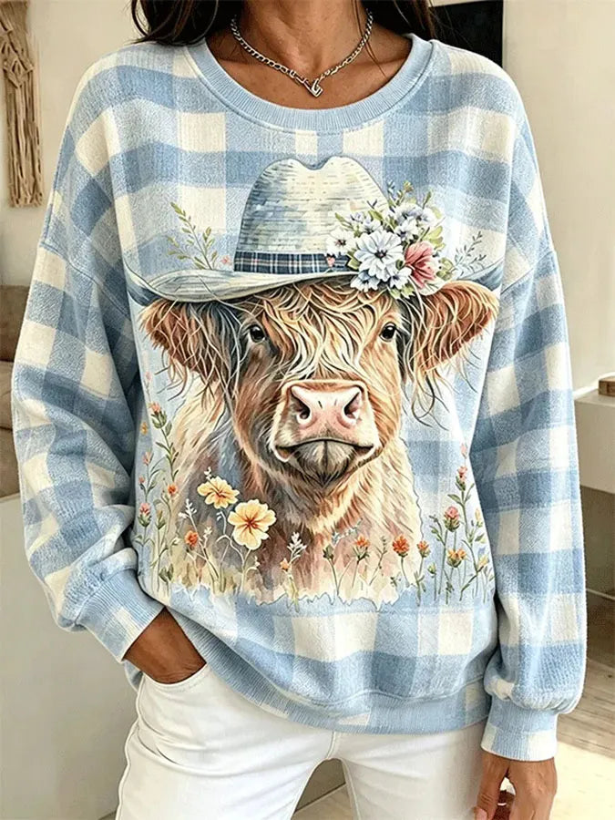 Women's Highland Cow Print Casual Sweatshirt