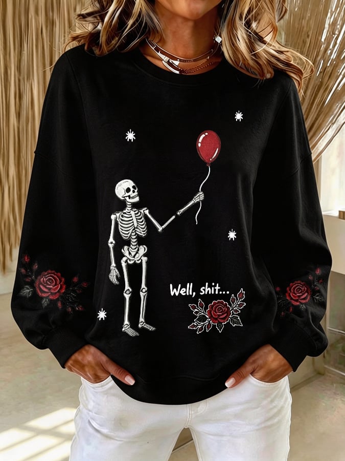 Women's Retro Halloween Well, Shit... Printed Sweatshirt