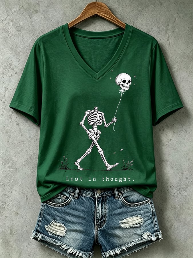 Women's Halloween Well, shit... Print V Neck T-Shirt
