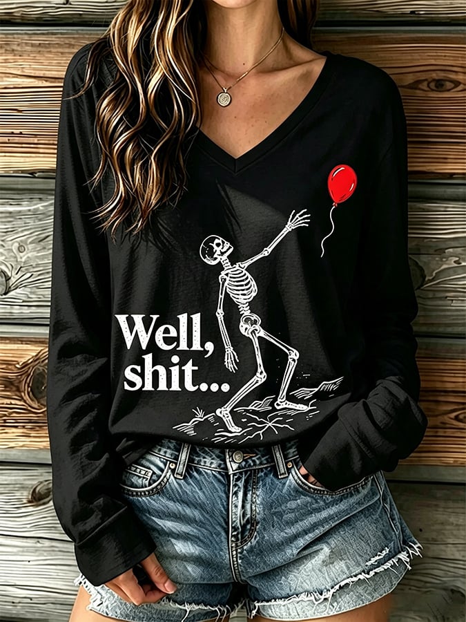 🔥🔥2nd 50% Off 🔥🔥Women's Retro Halloween Well, shit... Print T-Shirt