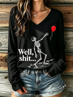 🔥🔥2nd 50% Off 🔥🔥Women's Retro Halloween Well, shit... Print T-Shirt