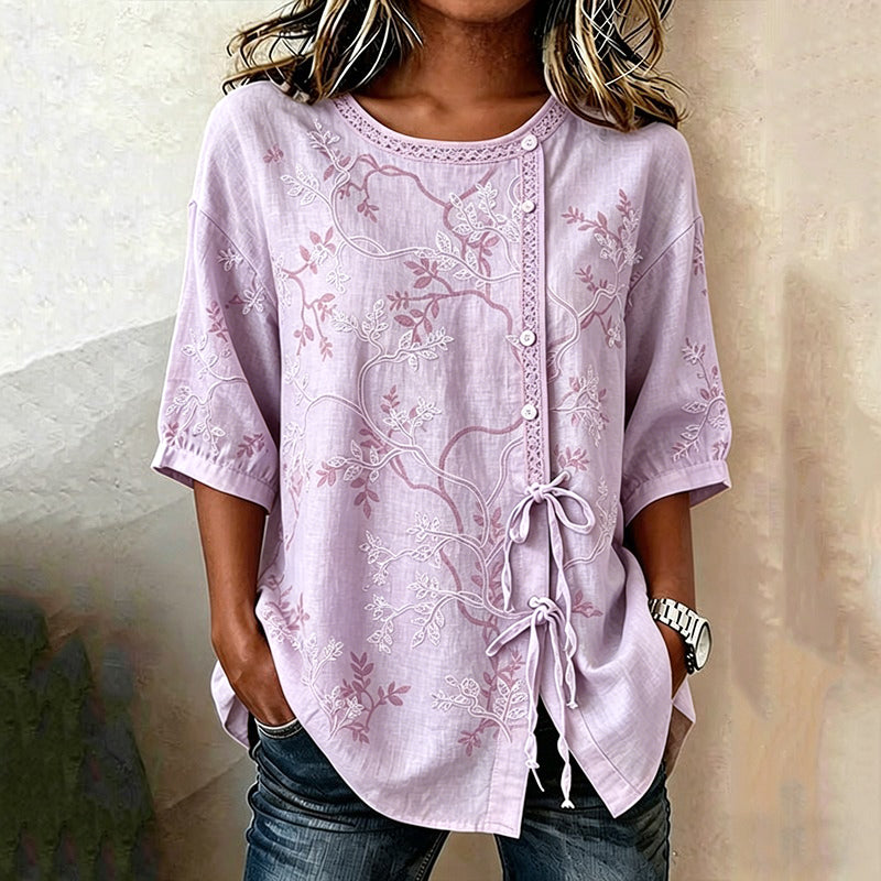 Women's Casual Floral Print Short-sleeved Top
