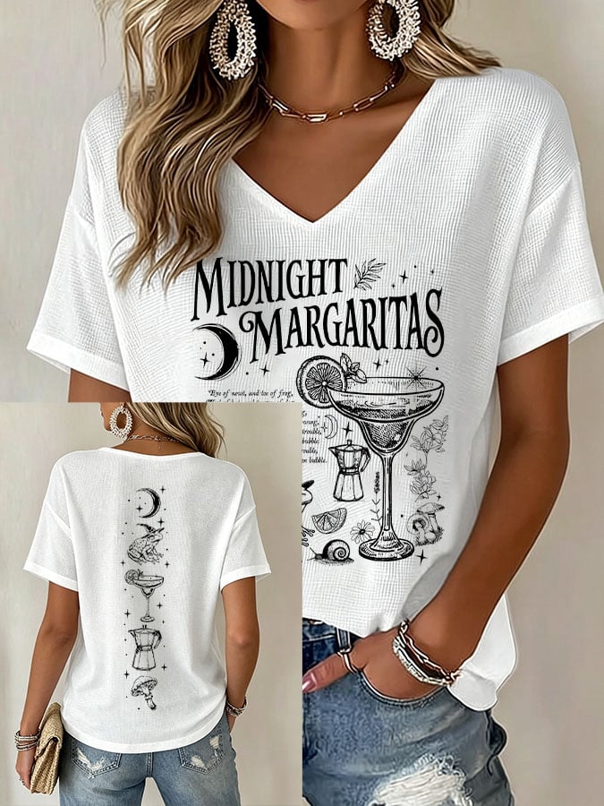 Women's Midnight Margaritas Print Casual T-shirt