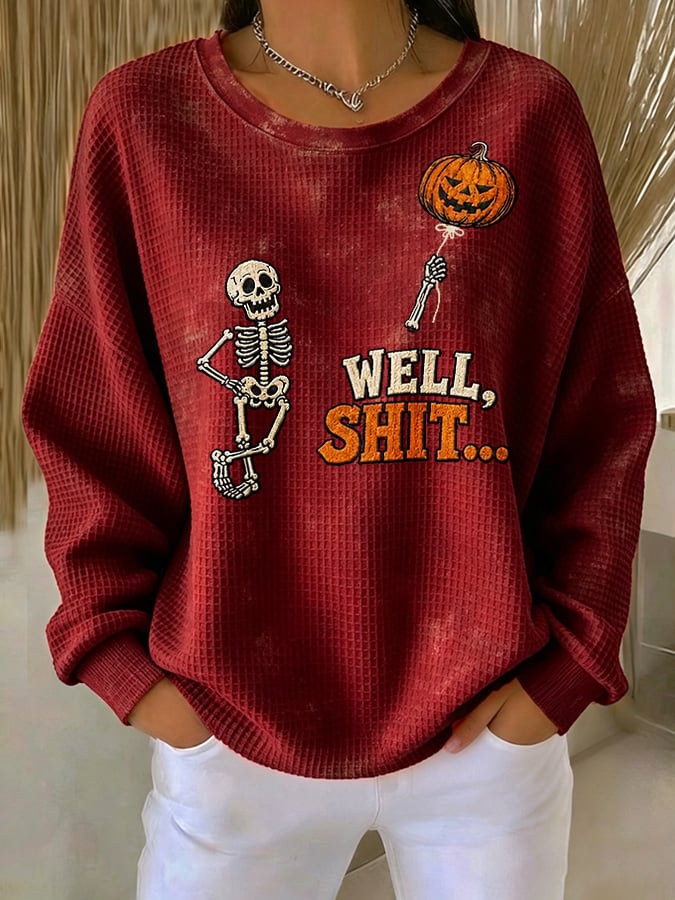 Women's Retro Halloween Well, Shit... Printed Sweatshirt
