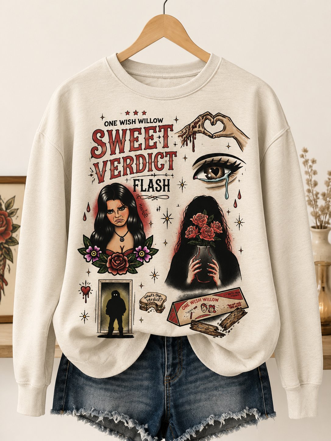Women'S Retro Horror Halloween Print Sweatshirt