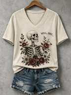 Women's Halloween Well, Shit... Print V Neck T-Shirt