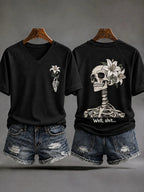 Women's Retro Halloween Well, Shit... Print V Neck T-Shirt