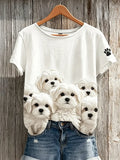 Women's Cute Dogs Print Casual T-shirt
