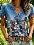 Women's Casual Printed Short-Sleeve Top