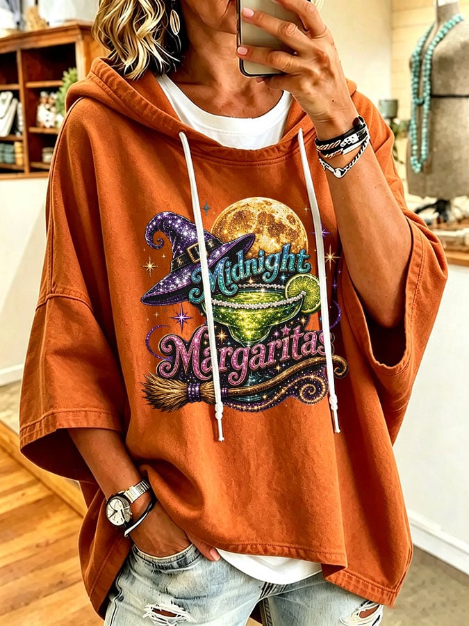 Women's Midnight Margaritas Print Hooded Sweatshirt