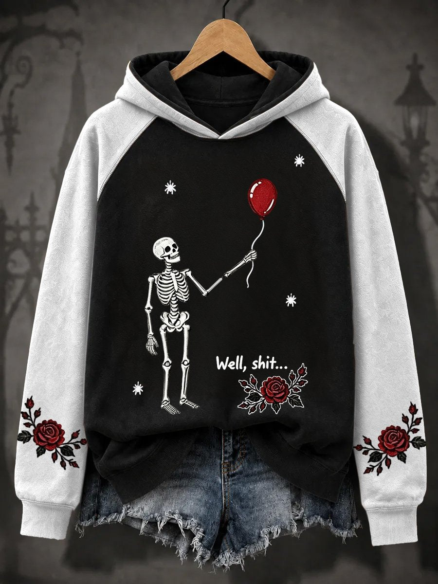 Women's Retro Halloween Well, shit... Printing Hoodie