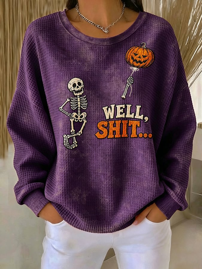 Women's Retro Halloween Well, Shit... Printed Sweatshirt
