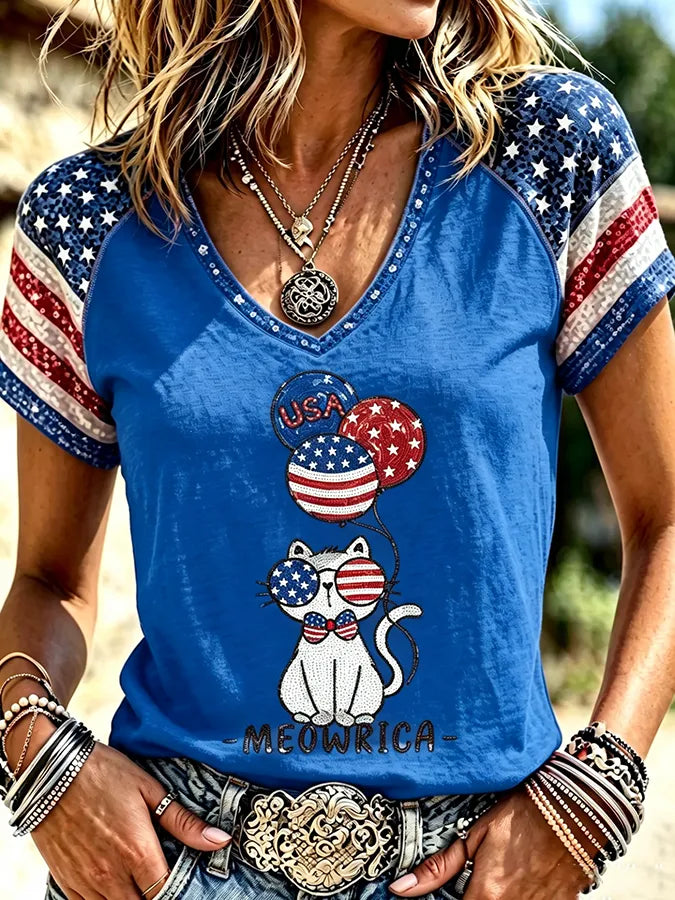 Women's Cats Print Casual T-shirt
