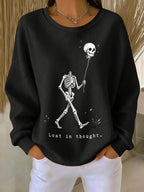 Women's Retro Halloween Lost In Thought. Printed Sweatshirt