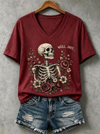 Women's Halloween Well, Shit... Print V Neck T-Shirt