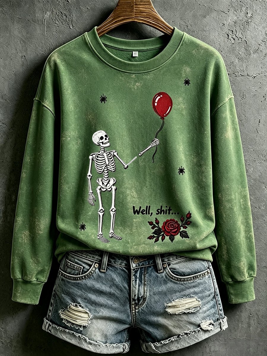 Women's Retro Halloween Well, shit... Print Sweatshirt