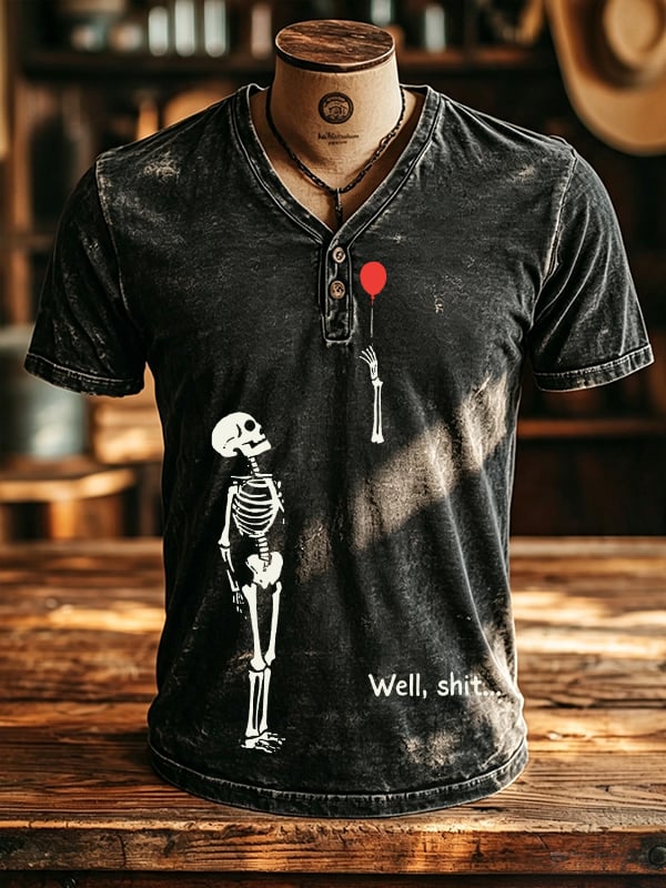 Men's Retro Halloween Well, shit... Printing T-Shirts