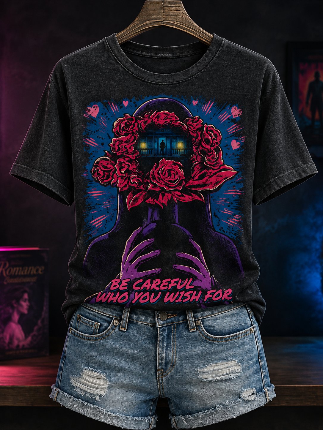 Women's Retro Horror Halloween Print Tee