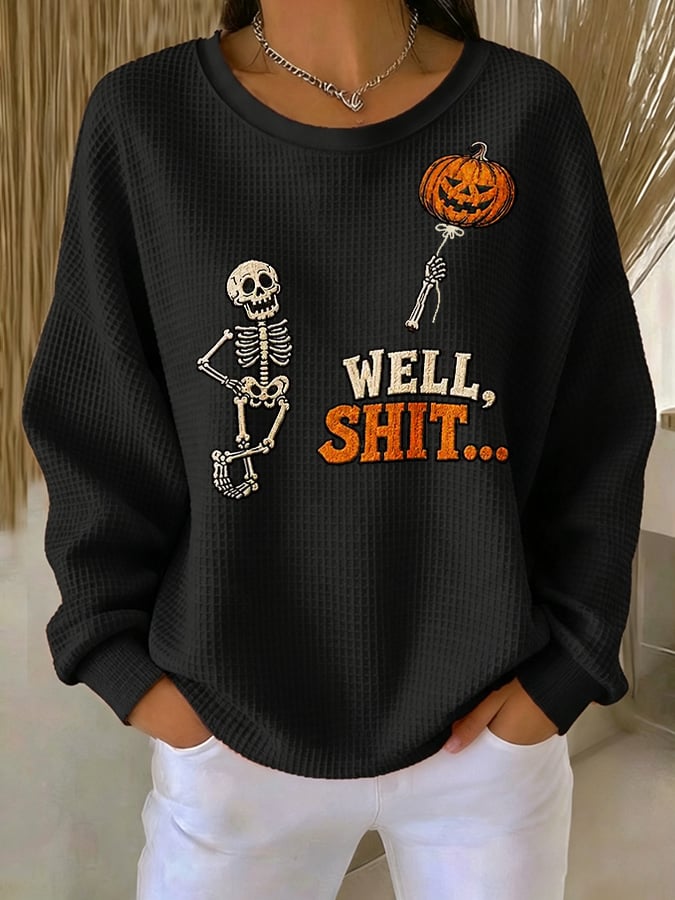 Women's Retro Halloween Well, Shit... Printed Sweatshirt