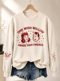 Women'S Wish Card Print Sweatshirt