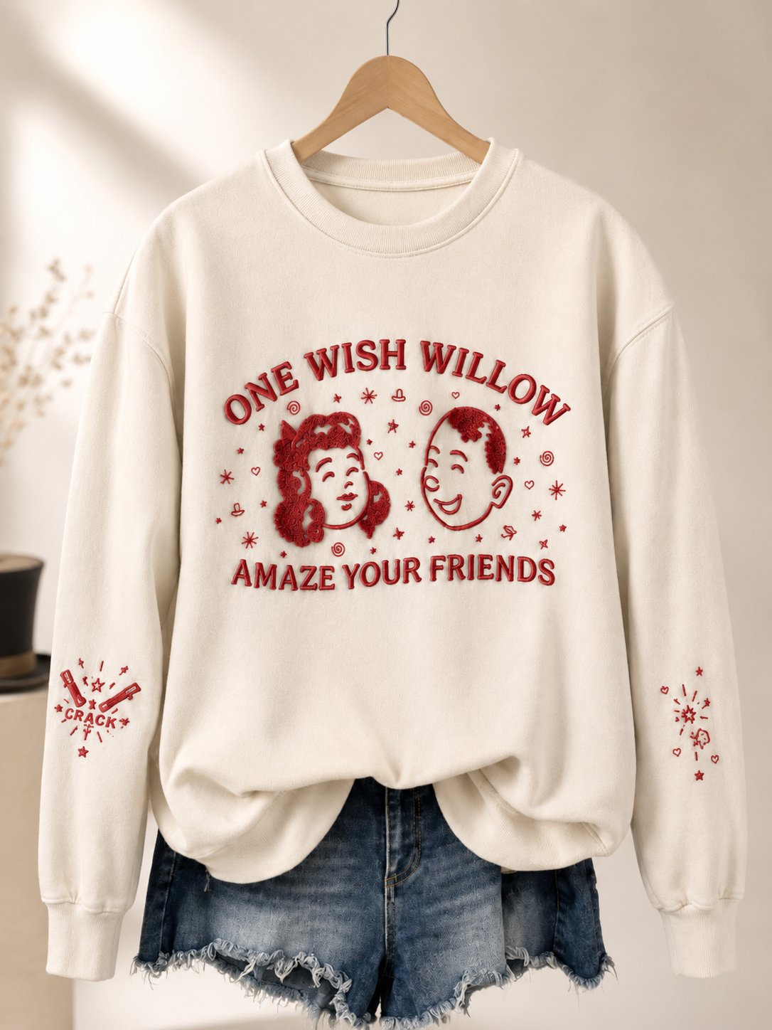Women'S Wish Card Print Sweatshirt