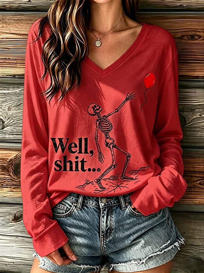 🔥🔥2nd 50% Off 🔥🔥Women's Retro Halloween Well, shit... Print T-Shirt