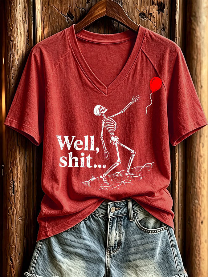🔥🔥2nd 50% Off 🔥🔥Women's Halloween Well, shit... Printed Casual Short-Sleeve T-Shirt