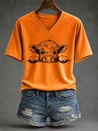 Women's Highland Cow Print Casual T-Shirt