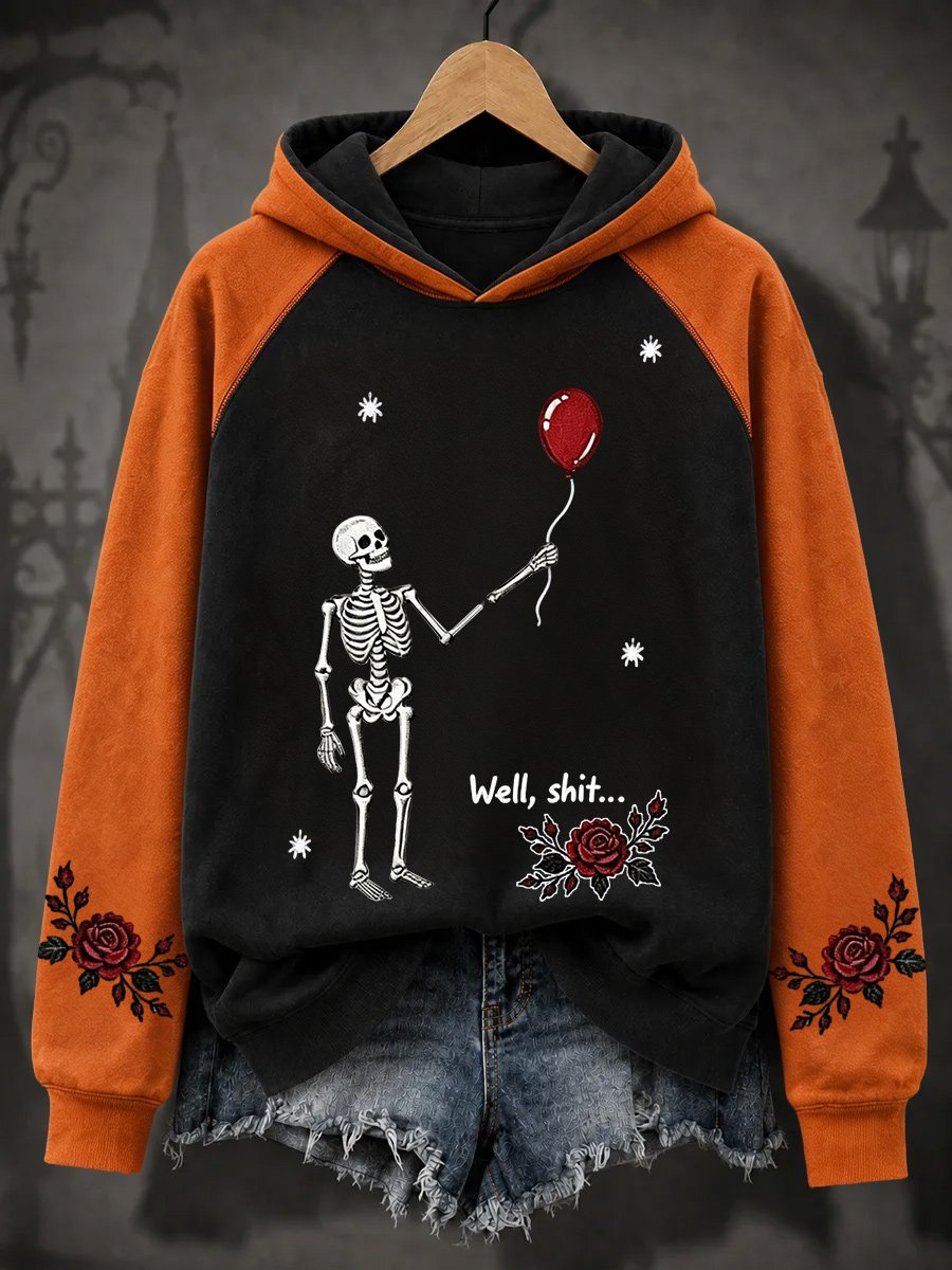 Women's Retro Halloween Well, shit... Printing Hoodie