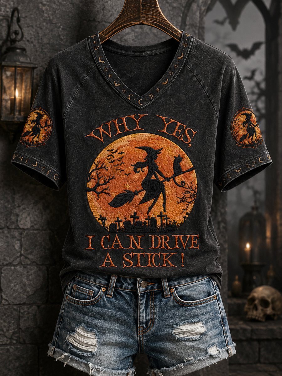 Women's Halloween Witch Printed Casual Tops
