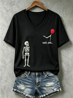 Women's Halloween Well, shit... Print V Neck T-Shirt