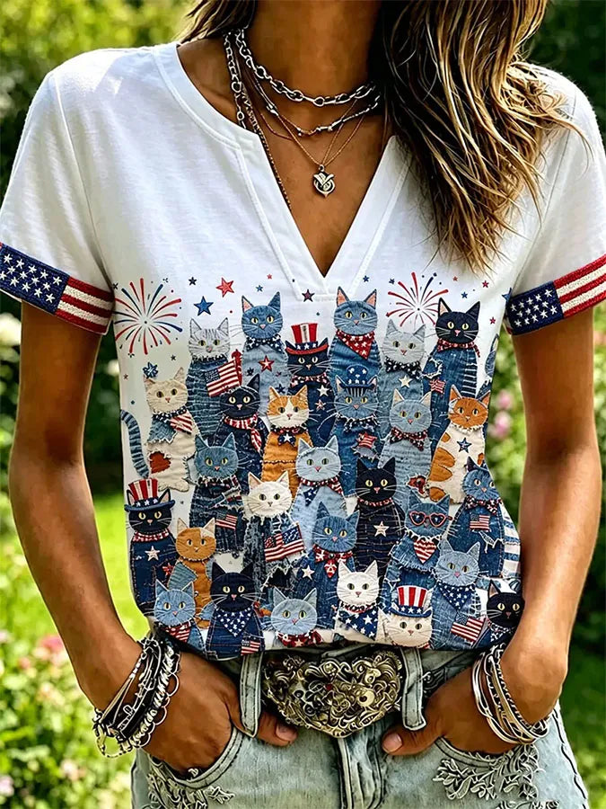 Women's Casual Printed Short-Sleeve Top