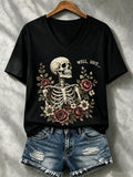Women's Halloween Well, Shit... Print V Neck T-Shirt