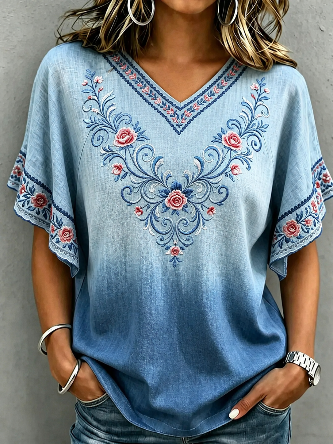 Women's USA 250th Anniversary Casual Embroidered Top