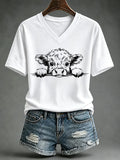 Women's Highland Cow Print Casual T-Shirt