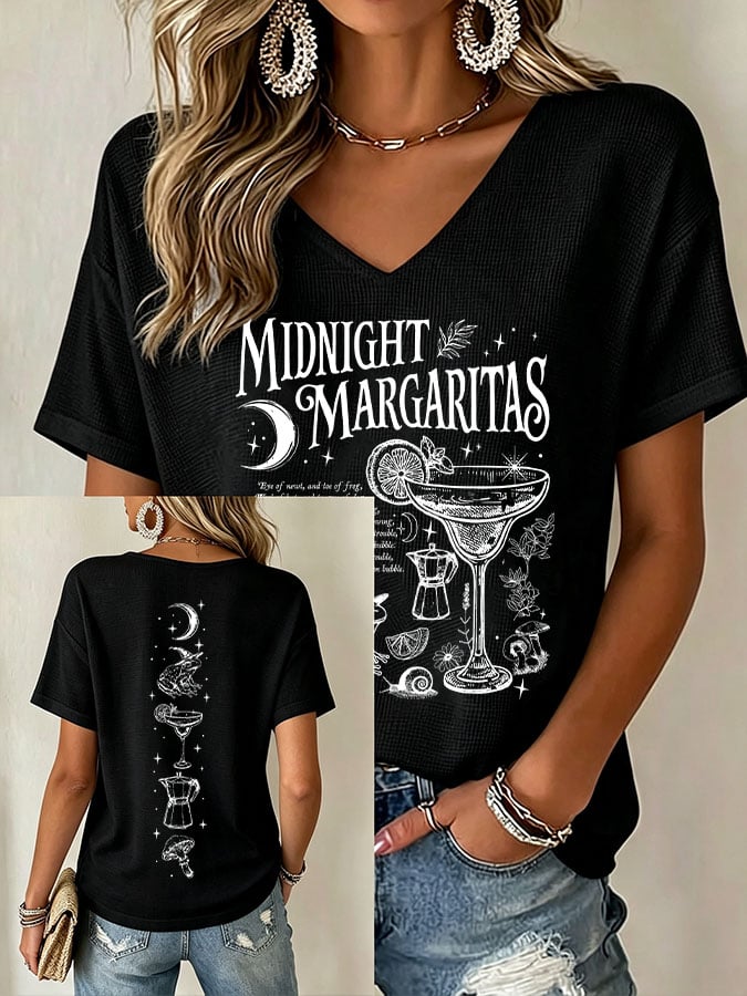 Women's Midnight Margaritas Print Casual T-shirt