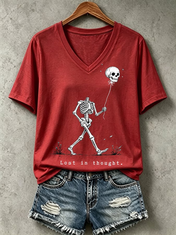 Women's Halloween Well, shit... Print V Neck T-Shirt
