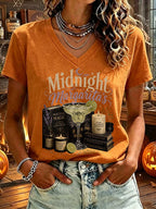Women's Midnight Margaritas Print V Neck T-shirt