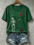 Women's Retro Halloween Well, shit... Print Raglan Short-Sleeved T-Shirt