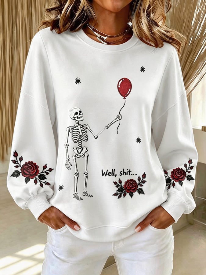 Women's Retro Halloween Well, Shit... Printed Sweatshirt