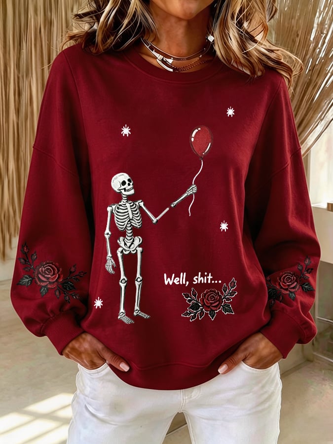 Women's Retro Halloween Well, Shit... Printed Sweatshirt