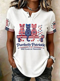 Women's Casual American 250th Anniversary Cat Art Top