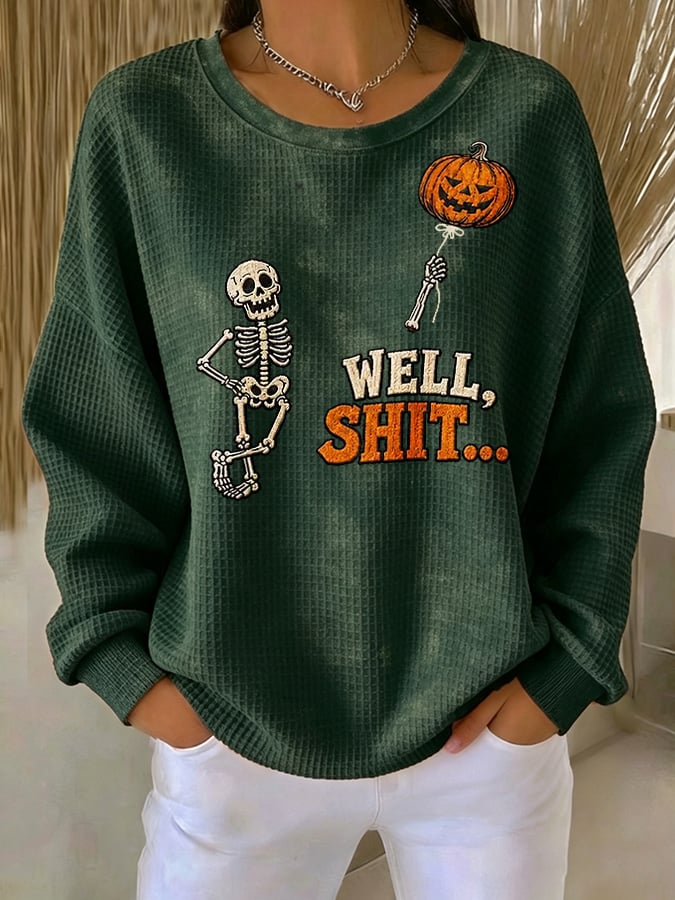 Women's Retro Halloween Well, Shit... Printed Sweatshirt